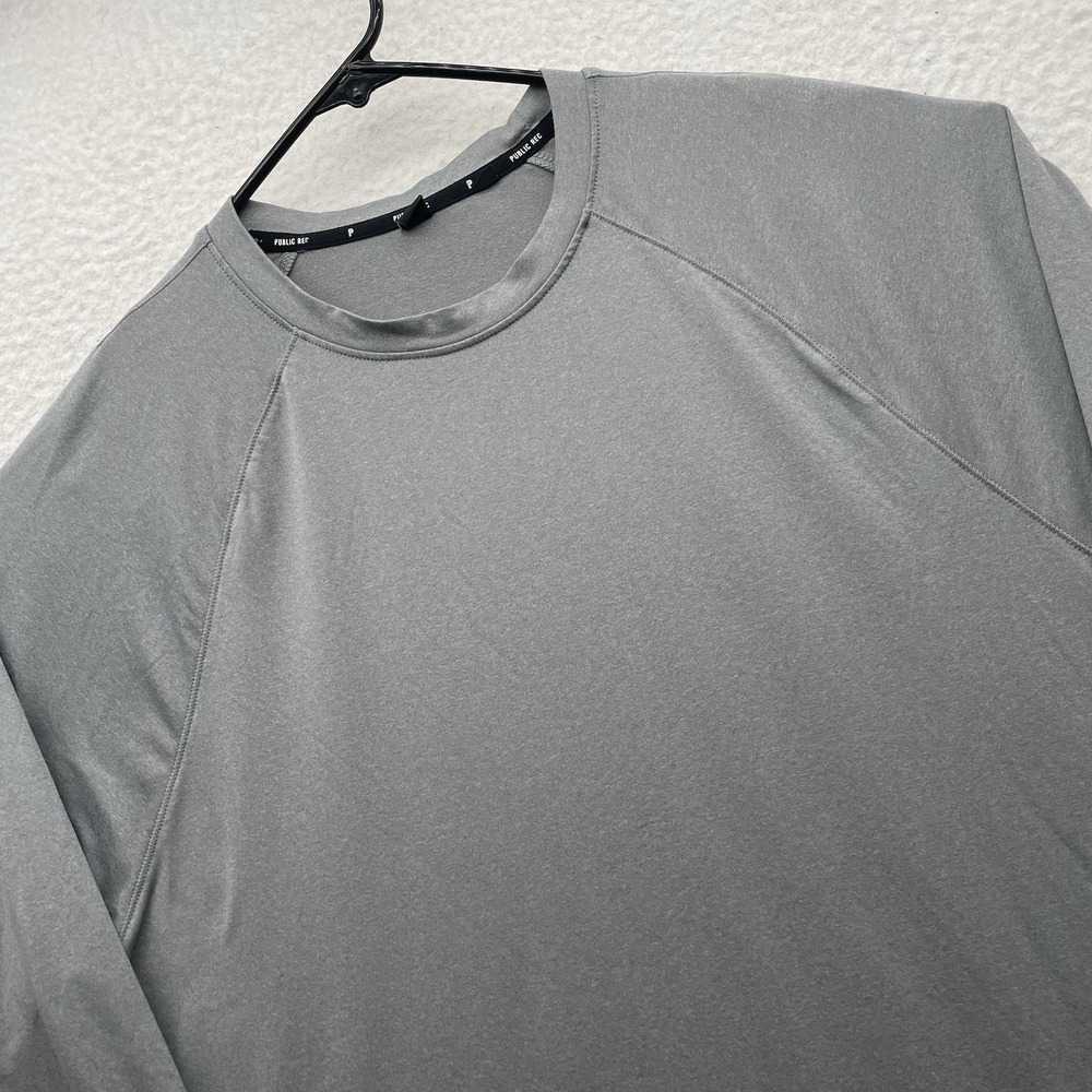 Public Rec T-Shirt Mens Large L Heather Gray Performance Tech Raglan Long Sleeve